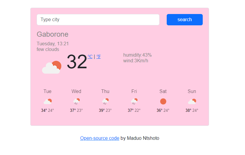 Weather App project preview